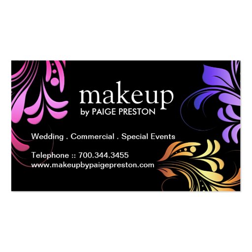 Bold Makeup Artist Business Cards (back side)