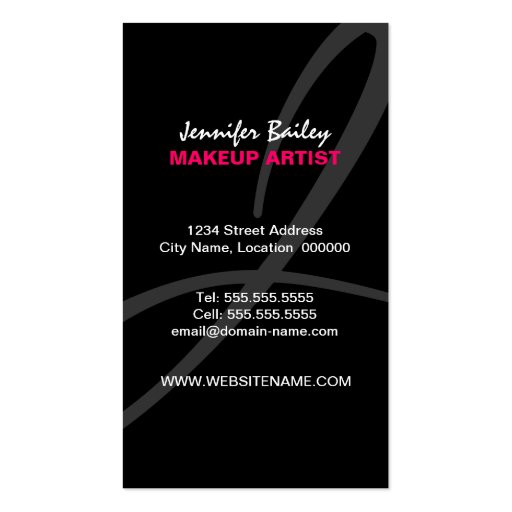 Bold Makeup Artist Business Cards (back side)