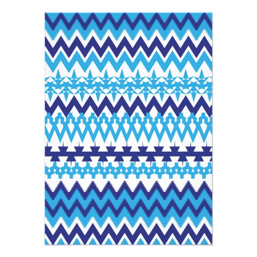 Bold Modern Blue Chevron Bridal Shower Invitations