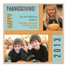 Bold Modern Graphic Thanksgiving Photo Card Personalized Invite