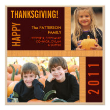 Bold Modern Graphic Thanksgiving Photo Card Personalized Announcement