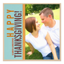 Bold Modern Graphic Thanksgiving Photo Card Invite