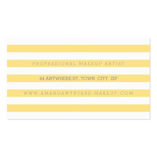 BOLD modern simple strip pattern fresh yellow grey Business Card Template (back side)
