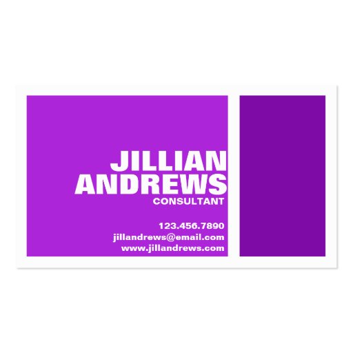 Bold Modern Split Box - Purple Business Cards (front side)