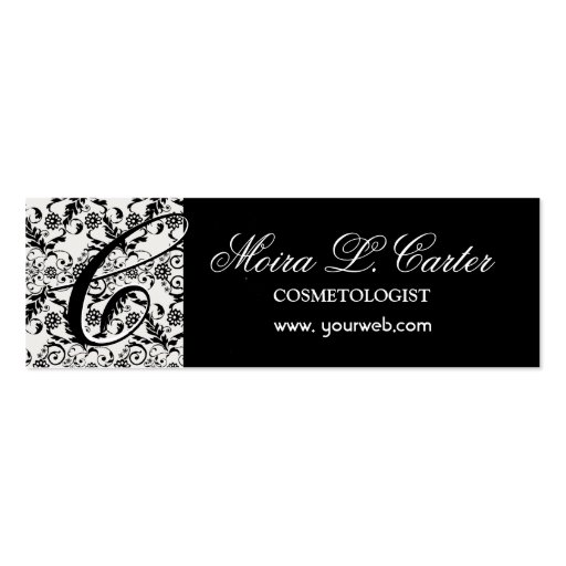 Bold Monogram and Damask Lace Business Cards (front side)