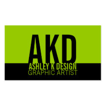 Bold Monogram Business Cards Black Green