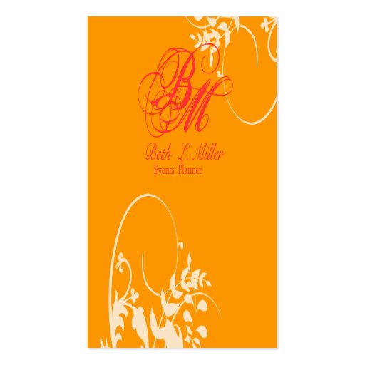 Bold Nature Flower Monogram Promotional Business Card Template (front side)