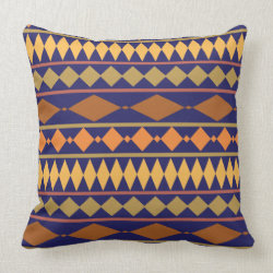 Bold Navy Rust Geometric Tribal Pattern Pillows