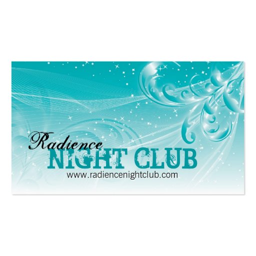 Bold Night Club Business Card Modern White Teal (front side)