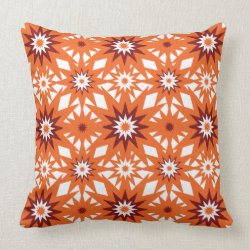 Bold Orange and Red Stars Starburst Pattern Throw Pillows