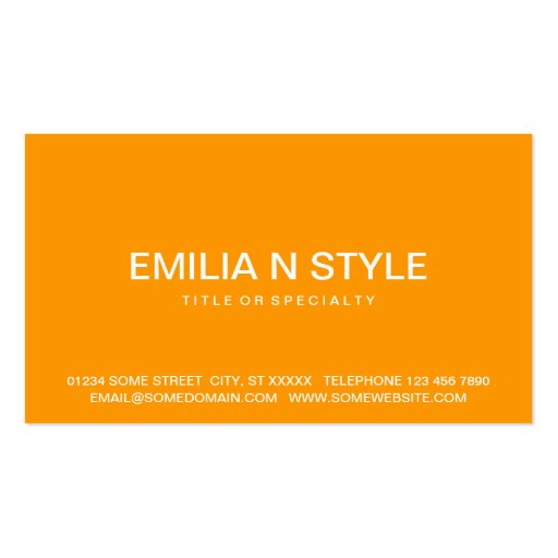 bold orange monograms business card templates (back side)