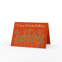 Bold Orange Retro Flowers Sobriety Birthday Card