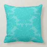 bold ornate aqua blue damask pattern throw pillows