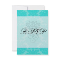 bold ornate tiffany blue damask pattern announcement