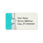 bold ornate tiffany blue damask pattern custom address label