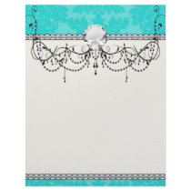 bold ornate tiffany blue damask pattern letterhead design