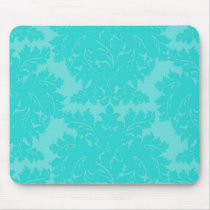 bold ornate tiffany blue damask pattern mousepads