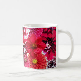 Bold Pink Magenta Dahlia Flowers Floral Collage Coffee Mugs