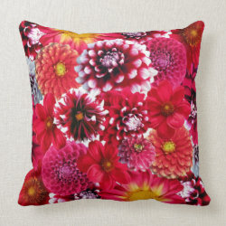 Bold Pink Magenta Dahlia Flowers Floral Collage Throw Pillow