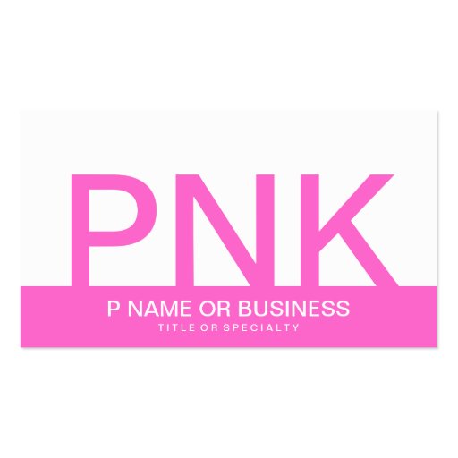 bold PINK monograms Business Card (front side)