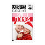 Bold pink red Sweet Tidings photo holiday stamp
