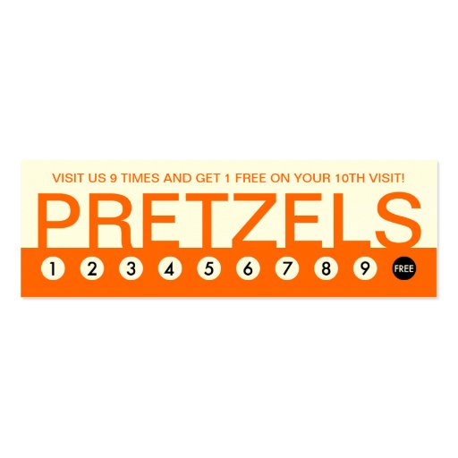 bold PRETZELS customer loyalty Business Card Template (front side)