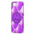 Bold Purple Diamond With Monogram iPhone 5 Cases