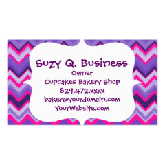 Bold Purple Pink Tribal Chevron Zig Zags Business Card Templates