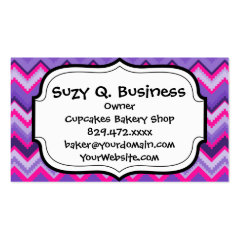Bold Purple Pink Tribal Chevron Zig Zags Business Card Template
