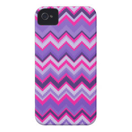 Bold Purple Pink Tribal Chevron Zig Zags Case-Mate iPhone 4 Cases