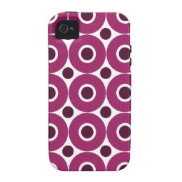 Bold Purple Polka Dots Concentric Circles Pattern iPhone 4 Case