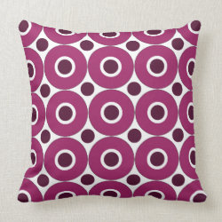 Bold Purple Polka Dots Concentric Circles Pattern Throw Pillows