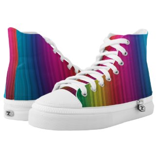 Bold Rainbow Colors Custom Zipz High Top Kicks Printed Shoes