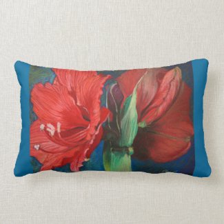 Bold Red Amaryllis Floral Fine Art Pillow