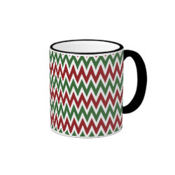 Bold Red and Green Christmas Chevron Zigzags Mugs