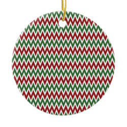 Bold Red and Green Christmas Chevron Zigzags Christmas Ornament