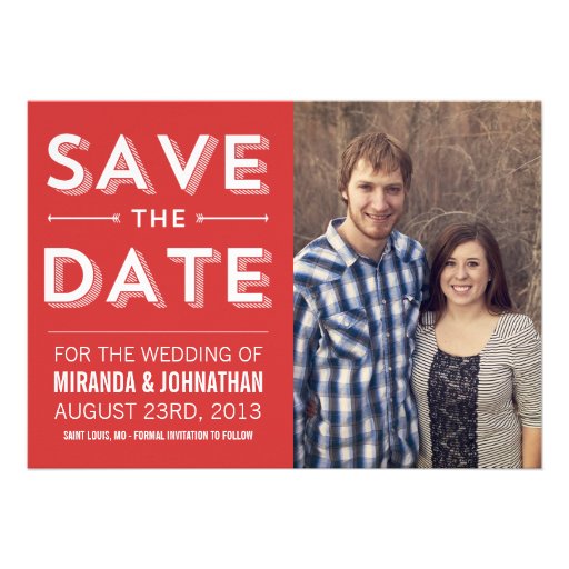 Bold Red Chic Photo Save The Date Announcements