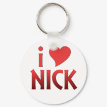 Bold Red I Heart Nick Keychain
