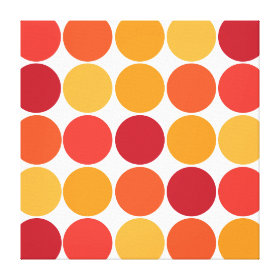 Bold Red Orange Big Polka Dots Circles Pattern Gallery Wrap Canvas