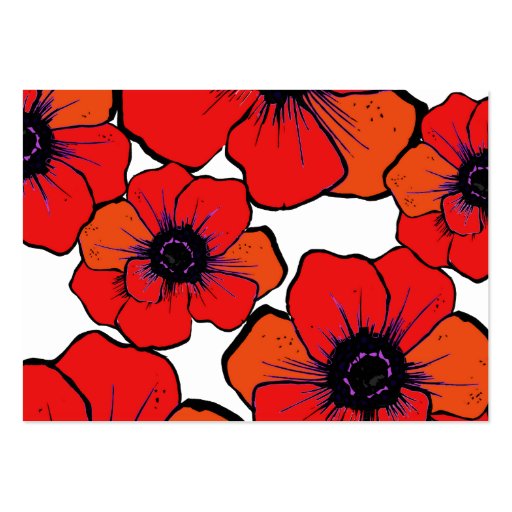 Bold Red Orange Flowers Business Card (front side)