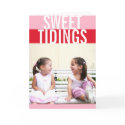 Bold red pink candy stripe modern holiday photo card