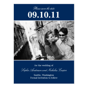 Bold Reminder Save The Date Postcard (Navy)