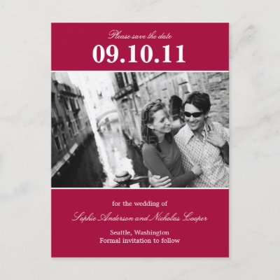 Bold Reminder Save The Date Postcard (Ruby Red)