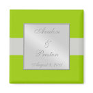 square_magnet - Change the background color to match your event with our Bold Ribbon Lime Save The Date Magnet.