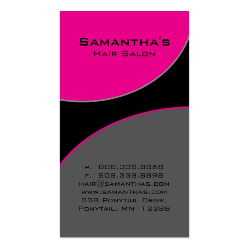 Bold Salon Spa Business Card pink gray (front side)