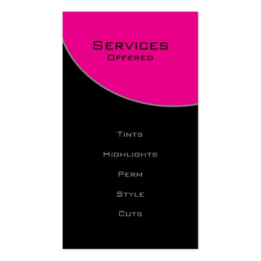 Bold Salon Spa Business Card pink gray (back side)