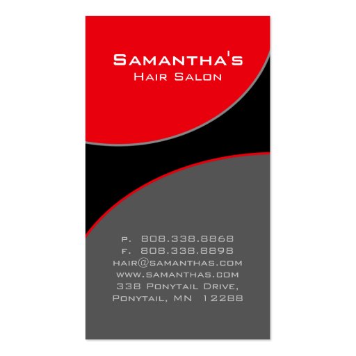 Bold Salon Spa Business Card red gray