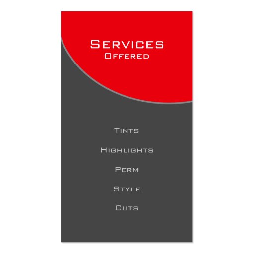 Bold Salon Spa Business Card red gray (back side)