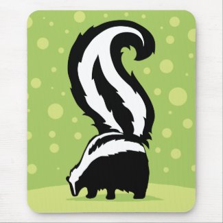 Bold Skunk Illustration With Green Dots Mouse Pads