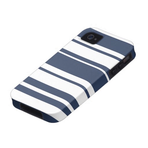 Bold Stripe Pattern - white and nautical navy Case-Mate iPhone 4 Cases
